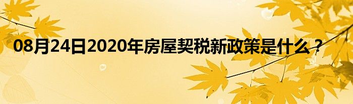 08月24日2020年房屋契税新政策是什么？