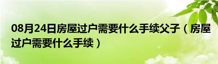 08月24日房屋过户需要什么手续父子（房屋过户需要什么手续）