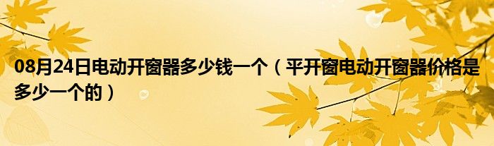 08月24日电动开窗器多少钱一个（平开窗电动开窗器价格是多少一个的）