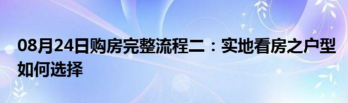 08月24日购房完整流程二：实地看房之户型如何选择