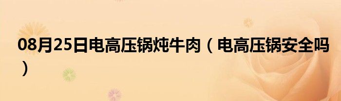 08月25日电高压锅炖牛肉（电高压锅安全吗）