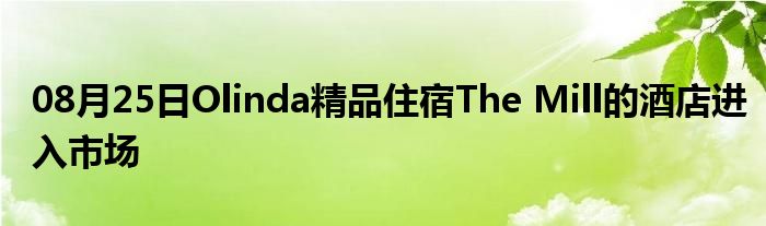 08月25日Olinda精品住宿The Mill的酒店进入市场