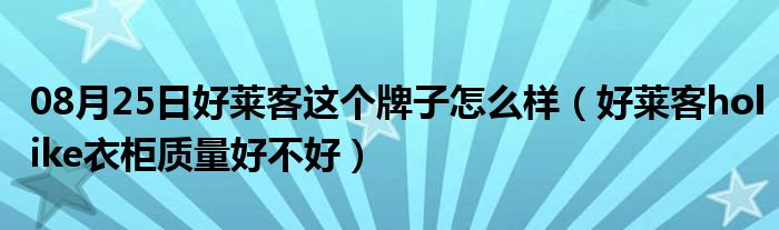 08月25日好莱客这个牌子怎么样（好莱客holike衣柜质量好不好）