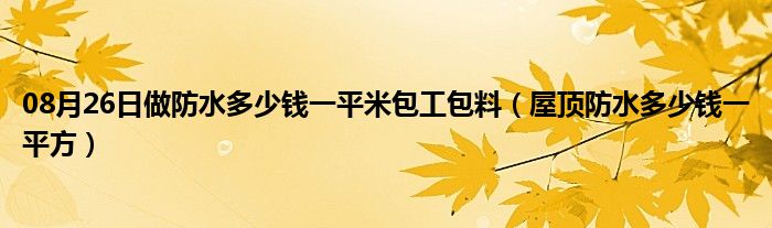 08月26日做防水多少钱一平米包工包料（屋顶防水多少钱一平方）