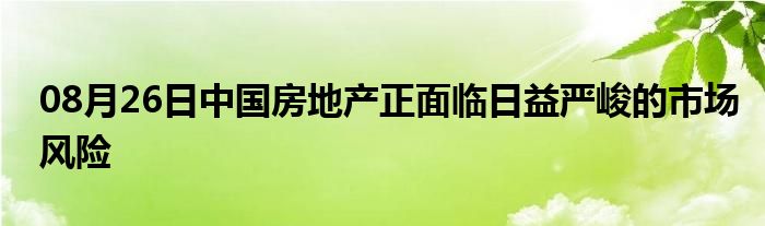 08月26日中国房地产正面临日益严峻的市场风险