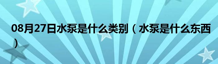 08月27日水泵是什么类别（水泵是什么东西）