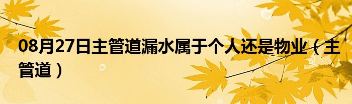 08月27日主管道漏水属于个人还是物业（主管道）