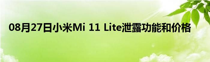 08月27日小米Mi 11 Lite泄露功能和价格