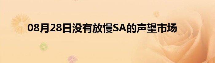 08月28日没有放慢SA的声望市场