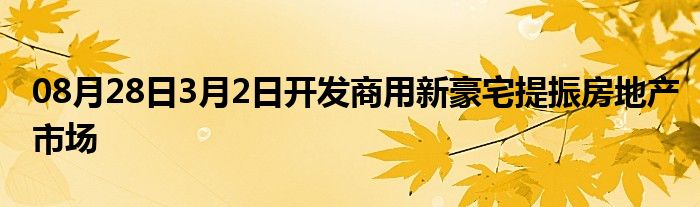 08月28日3月2日开发商用新豪宅提振房地产市场