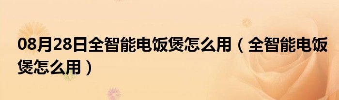 08月28日全智能电饭煲怎么用（全智能电饭煲怎么用）