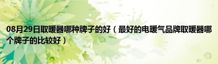 08月29日取暖器哪种牌子的好（最好的电暖气品牌取暖器哪个牌子的比较好）