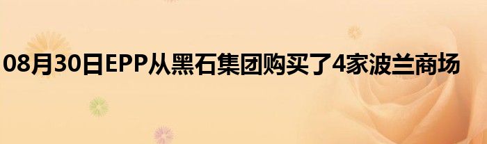 08月30日EPP从黑石集团购买了4家波兰商场