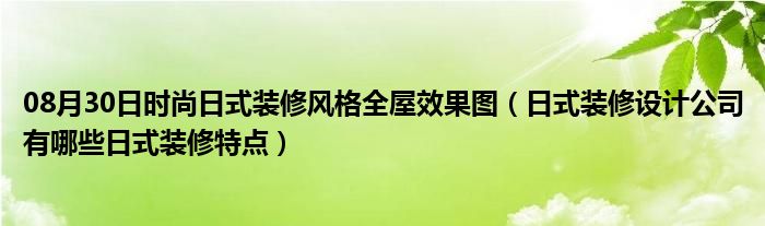 08月30日时尚日式装修风格全屋效果图（日式装修设计公司有哪些日式装修特点）