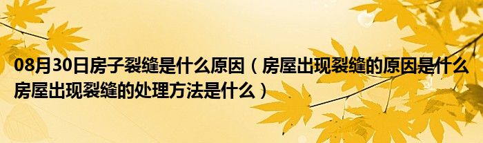 08月30日房子裂缝是什么原因（房屋出现裂缝的原因是什么房屋出现裂缝的处理方法是什么）