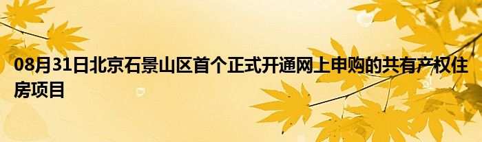 08月31日北京石景山区首个正式开通网上申购的共有产权住房项目