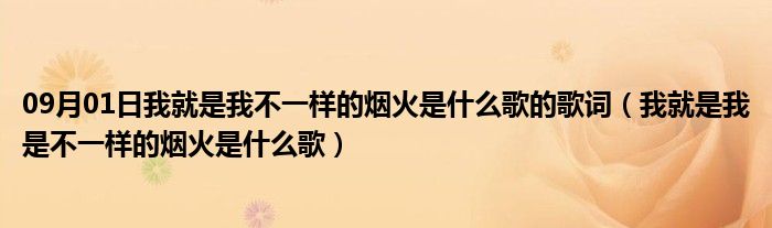 09月01日我就是我不一样的烟火是什么歌的歌词（我就是我是不一样的烟火是什么歌）