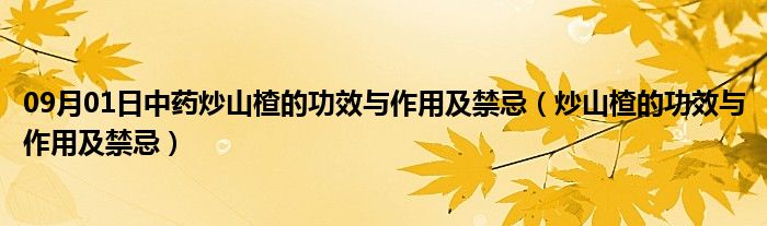 09月01日中药炒山楂的功效与作用及禁忌（炒山楂的功效与作用及禁忌）