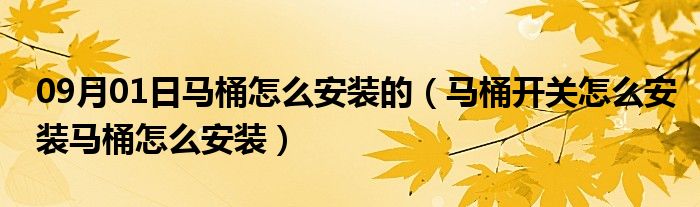 09月01日马桶怎么安装的（马桶开关怎么安装马桶怎么安装）