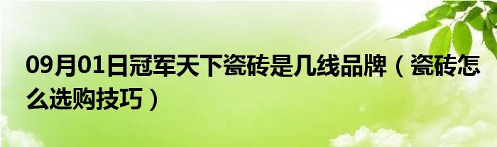 09月01日冠军天下瓷砖是几线品牌（瓷砖怎么选购技巧）