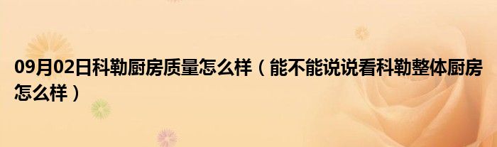 09月02日科勒厨房质量怎么样（能不能说说看科勒整体厨房怎么样）