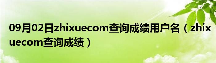 09月02日zhixuecom查询成绩用户名（zhixuecom查询成绩）