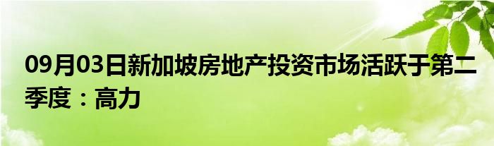 09月03日新加坡房地产投资市场活跃于第二季度：高力