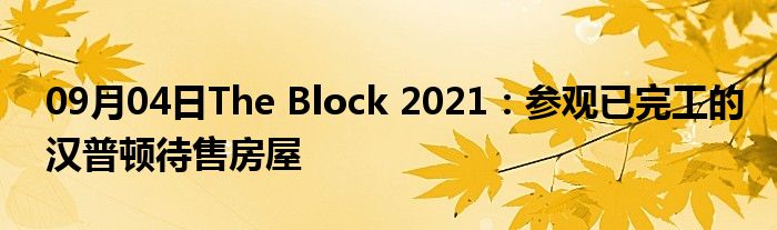 09月04日The Block 2021：参观已完工的汉普顿待售房屋