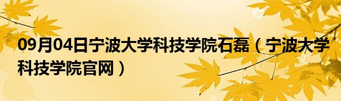 09月04日宁波大学科技学院石磊（宁波大学科技学院官网）