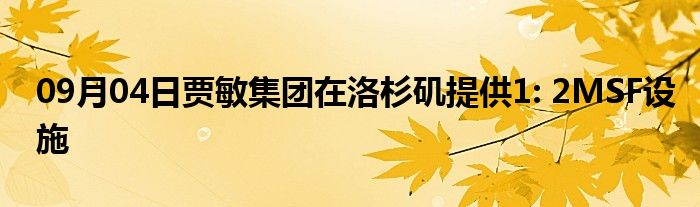 09月04日贾敏集团在洛杉矶提供1: 2MSF设施