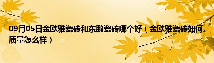 09月05日金欧雅瓷砖和东鹏瓷砖哪个好（金欧雅瓷砖如何,质量怎么样）