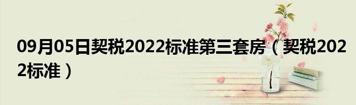 09月05日契税2022标准第三套房（契税2022标准）