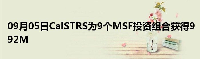 09月05日CalSTRS为9个MSF投资组合获得992M