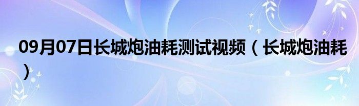 09月07日长城炮油耗测试视频（长城炮油耗）