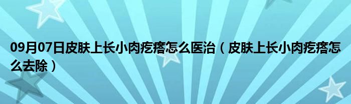 09月07日皮肤上长小肉疙瘩怎么医治（皮肤上长小肉疙瘩怎么去除）