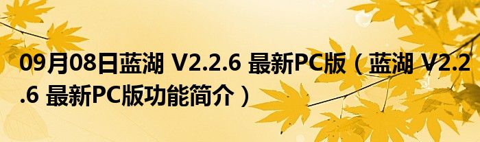 09月08日蓝湖 V2.2.6 最新PC版（蓝湖 V2.2.6 最新PC版功能简介）