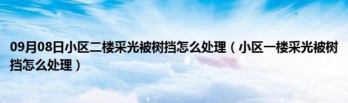 09月08日小区二楼采光被树挡怎么处理（小区一楼采光被树挡怎么处理）