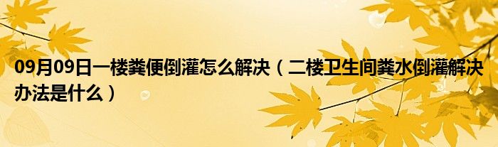 09月09日一楼粪便倒灌怎么解决（二楼卫生间粪水倒灌解决办法是什么）