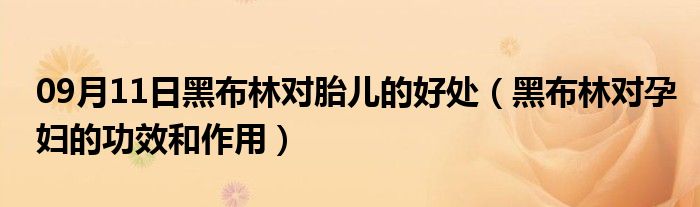 09月11日黑布林对胎儿的好处（黑布林对孕妇的功效和作用）