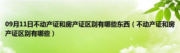 09月11日不动产证和房产证区别有哪些东西（不动产证和房产证区别有哪些）