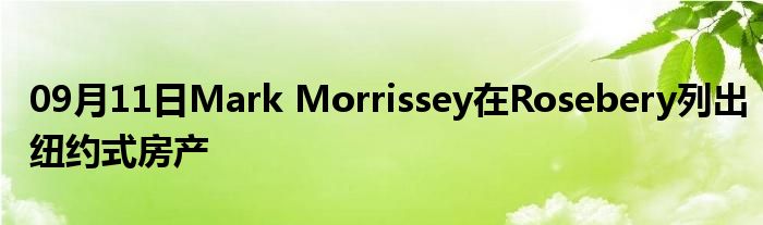 09月11日Mark Morrissey在Rosebery列出纽约式房产