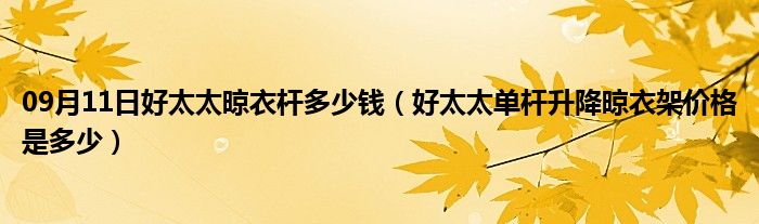 09月11日好太太晾衣杆多少钱（好太太单杆升降晾衣架价格是多少）