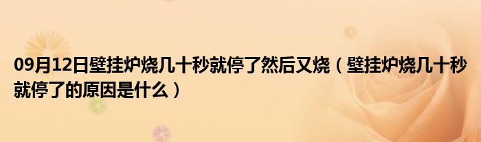 09月12日壁挂炉烧几十秒就停了然后又烧（壁挂炉烧几十秒就停了的原因是什么）