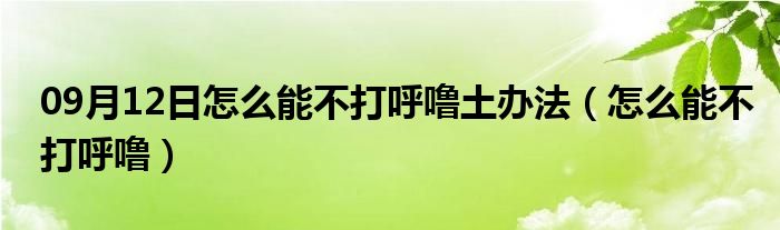 09月12日怎么能不打呼噜土办法（怎么能不打呼噜）