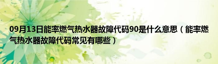 09月13日能率燃气热水器故障代码90是什么意思（能率燃气热水器故障代码常见有哪些）