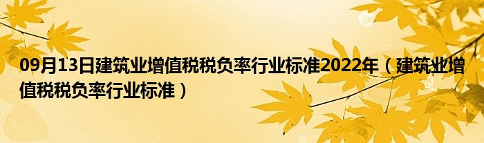 09月13日建筑业增值税税负率行业标准2022年（建筑业增值税税负率行业标准）