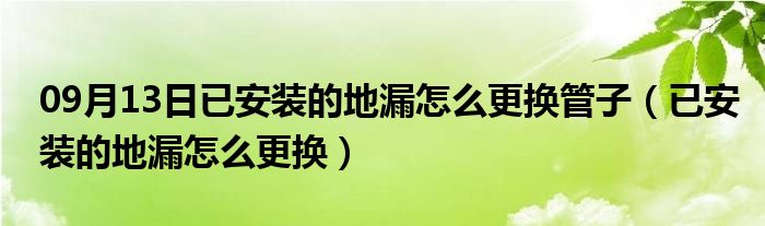 09月13日已安装的地漏怎么更换管子（已安装的地漏怎么更换）