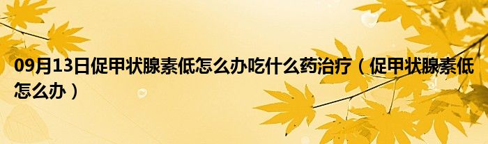 09月13日促甲状腺素低怎么办吃什么药治疗（促甲状腺素低怎么办）