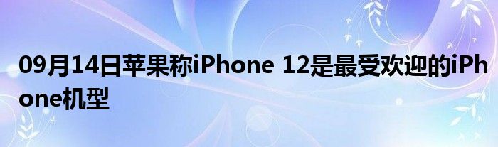 09月14日苹果称iPhone 12是最受欢迎的iPhone机型