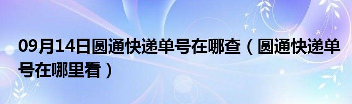 09月14日圆通快递单号在哪查（圆通快递单号在哪里看）